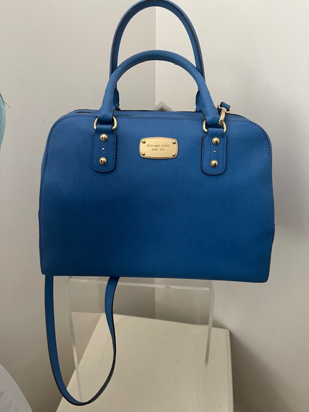 Michael Kors Azura Blue Dome Satchel Handbag w/Strap